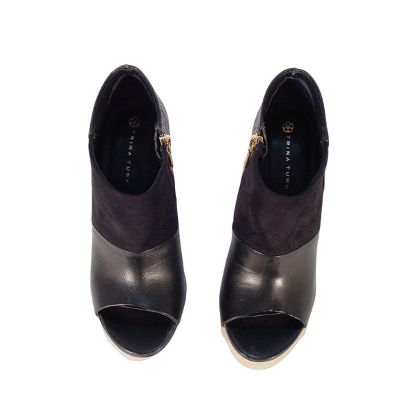 TRINA TURK Los Gatos Croc Leather/Suede Peep Toe Heeled Booties 8M - Picture 5 of 8